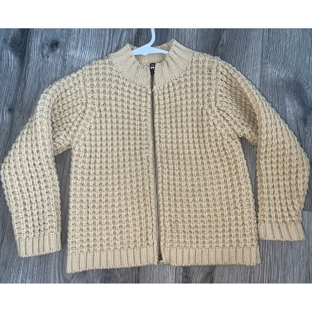 Vintage Baby Gap Chunky Cardigan Sweater Size 3 Years 3XL Khaki Tan Acrylic Wool